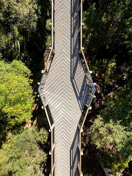 Aerial view looking down on Viewing Platform of Bridge